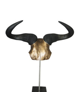Design-Gnu-Wildebeest-skull-hoorns-op-standaard