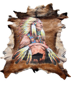 geitenhuid-hand beschilderd indiaan en bizon