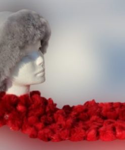 warme sjaal-rexrabbit-plukjes wol met katoen rood