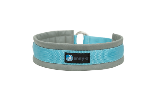 annyx-halsband-half check-zonder ketting-grijs-ijsblauw